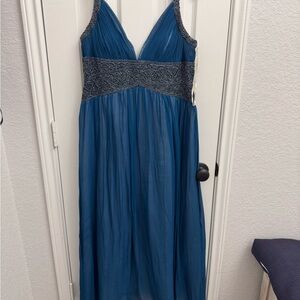 Adrianna Papell Blue and White Evening Dress